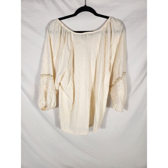 NWT Adrienne Vittadini Womens Plus Top Cream Boho Peasant Festival 2X - Picture 4 of 4